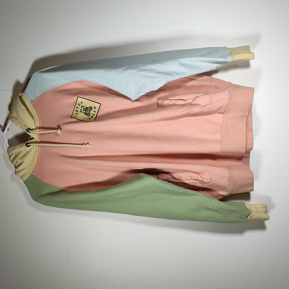 Teddy Fresh pastel colorblock hoodie sweatshirt L